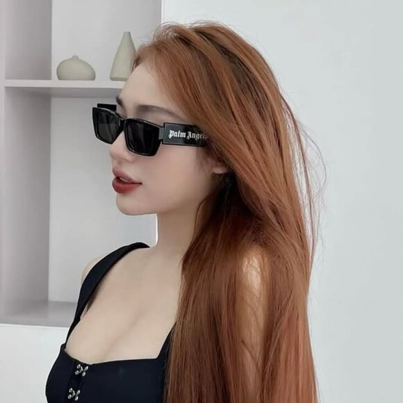 Palm Angels PERI002 PALM 1807 Rectangle Sunglasses - Yellow/Dark Grey - Picture 2 of 10